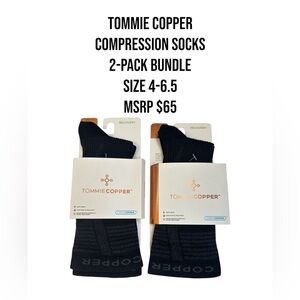 Tommie Copper Compression Socks 2-Pak Size 4-6.5 Retails $70